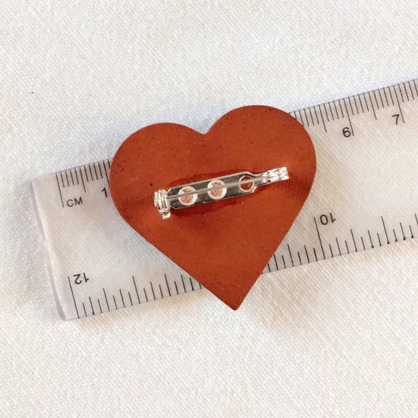 Stockwell Ceramics Strawberry Thief Heart Brooch
