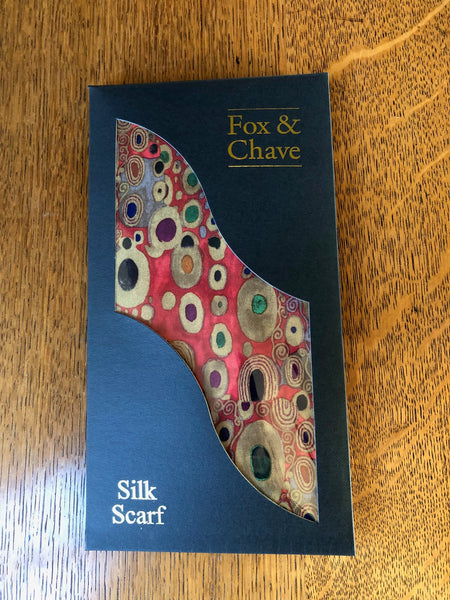 Fox & Chave Gustav Klimt Red Silk Scarf