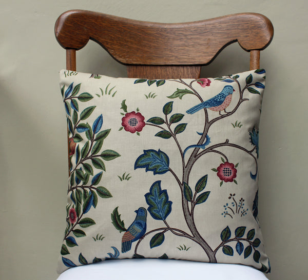 May Morris Kelmscott Tree Cushion: Morris & Co fabric