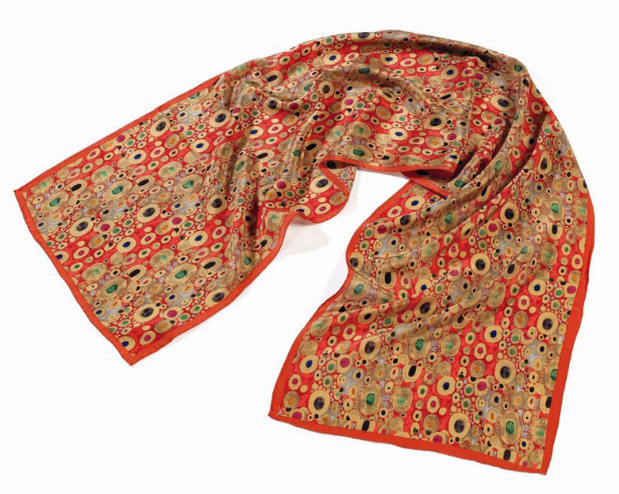 Fox & Chave Gustav Klimt Red Silk Scarf