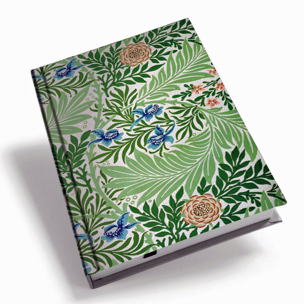 <p>A5 hardback notebook with the Larkspur design by William Morris on the cover.</p>