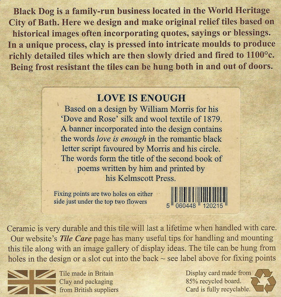 William Morris Love is Enough Decorative Terracotta Wall Tile