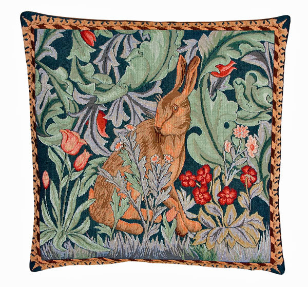 Pair of William Morris The Hare Tapestry Cushions - Left & Right Facing 13"
