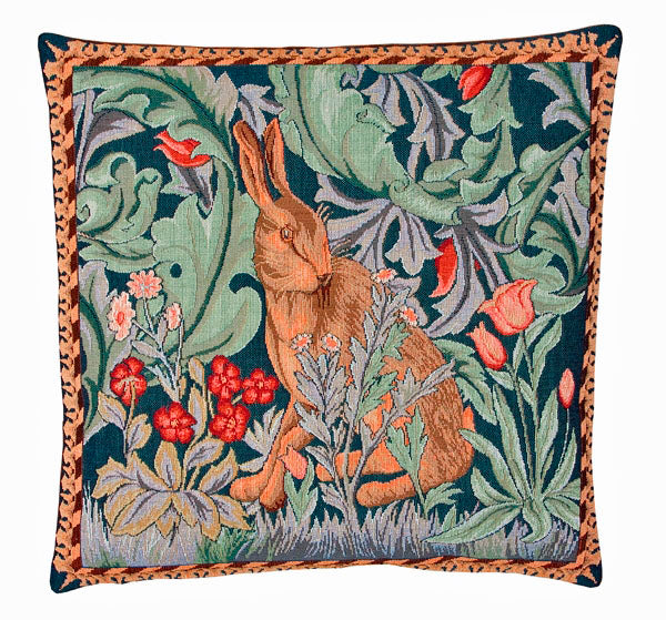 Pair of William Morris The Hare Tapestry Cushions - Left & Right Facing 13"