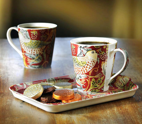 Morris & Co for Pimpernel Strawberry Thief Red Mugs & Tray Set