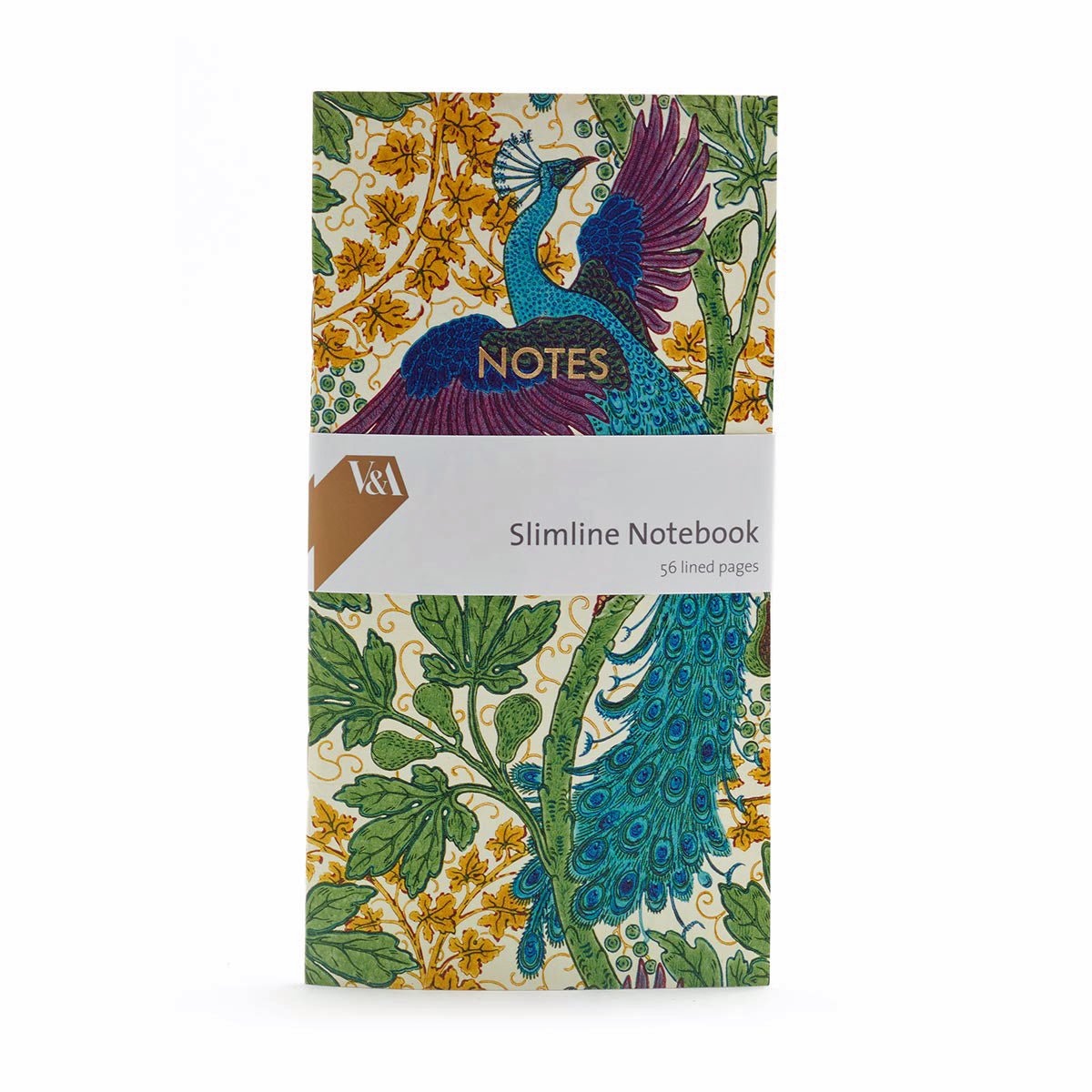 V & A Fig and Peacock Walter Crane Slimline Notebook