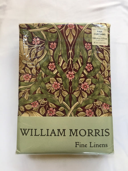 Pair of Pimpernel Aubergine Lined Curtains in 3 lengths - Morris & Co. fabric