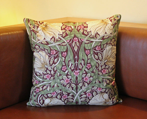 William Morris Pimpernel Aubergine Cushion: Morris & Co fabric