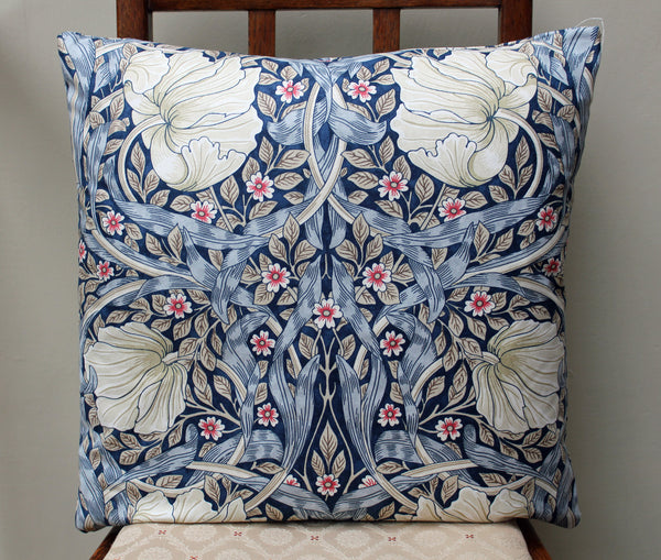 William Morris Pimpernel Blue Cushion: Morris & Co fabric