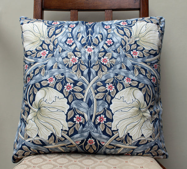 William Morris Pimpernel Blue Cushion: Morris & Co fabric