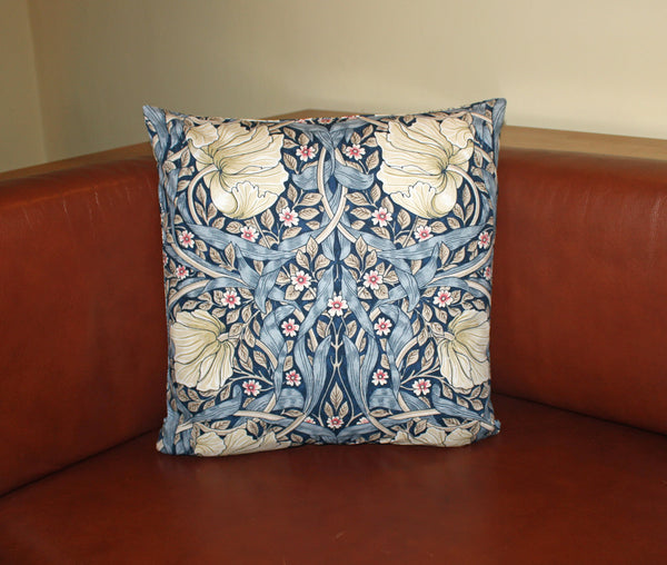 William Morris Pimpernel Blue Cushion: Morris & Co fabric