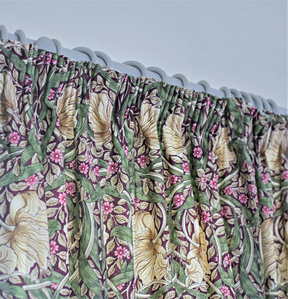 Pair of Pimpernel Aubergine Lined Curtains in 3 lengths - Morris & Co. fabric
