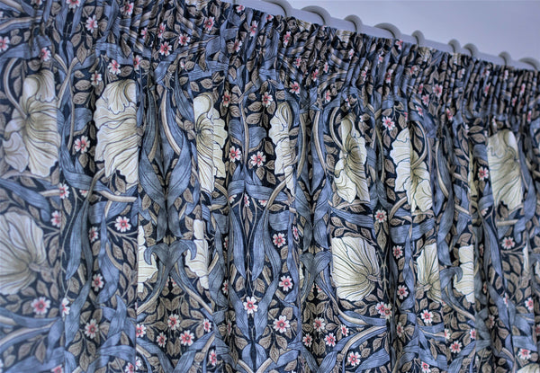 William Morris Pimpernel Blue Lined Curtains 190 cm x 228 cm