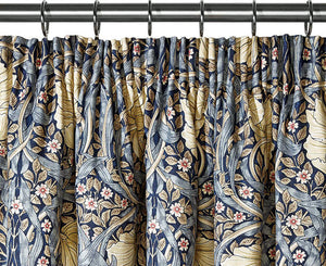 Pair of William Morris Pimpernel Blue Lined Curtains in 3 lengths