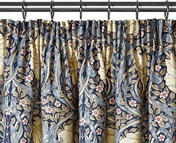 William Morris Pimpernel Blue Lined Curtains 190 cm x 228 cm