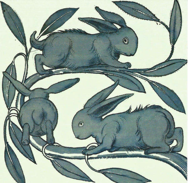 V & A Rabbits Running Along a Branch William De Morgan Note Cards