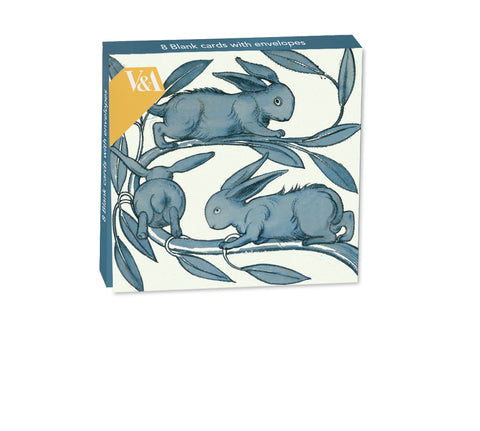 V & A Rabbits Running Along a Branch William De Morgan Note Cards