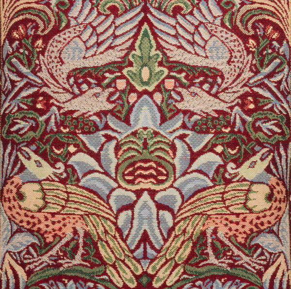 William Morris Red Peacock and Dragon Tapestry Cushion 18"