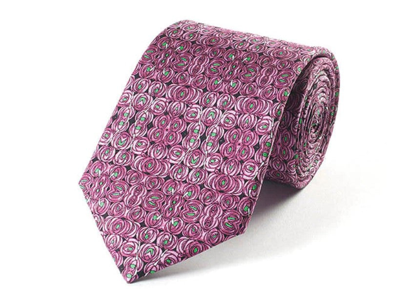 Fox & Chave Mackintosh Rose and Teardrop Silk Tie