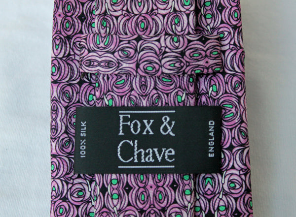 Fox & Chave Mackintosh Rose and Teardrop Silk Tie