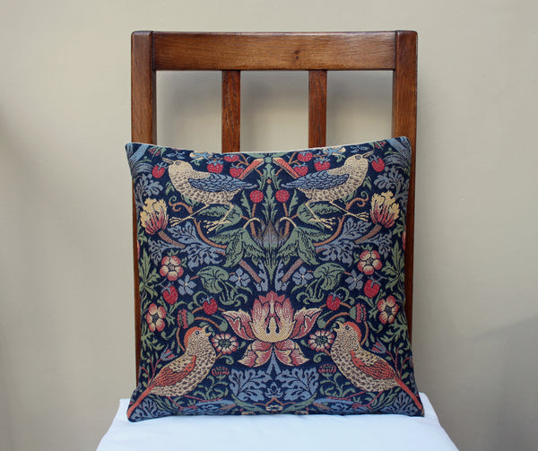 William Morris Strawberry Thief Blue Tapestry Cushion 13"