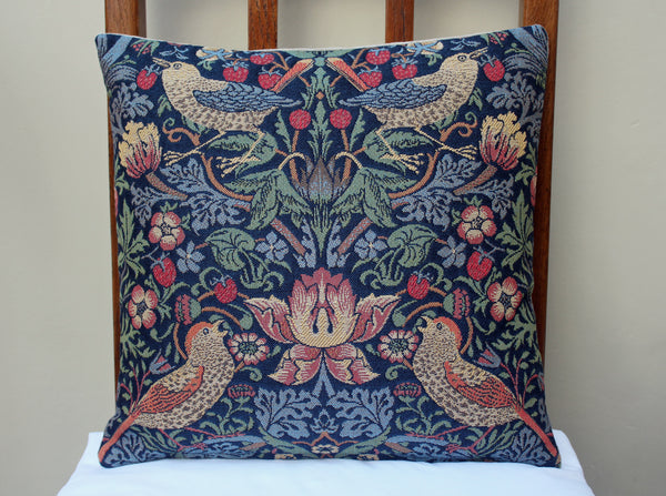 William Morris Strawberry Thief Blue Tapestry Cushion 13"