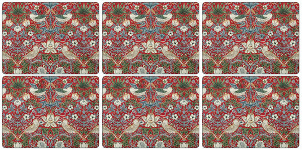 Morris & Co for Pimpernel Strawberry Thief Red Placemats - Set of 6