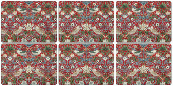 Morris & Co for Pimpernel Strawberry Thief Red Placemats - Set of 6