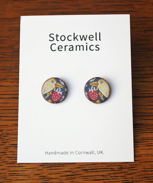 Stockwell Ceramics Strawberry Thief Stud Earrings