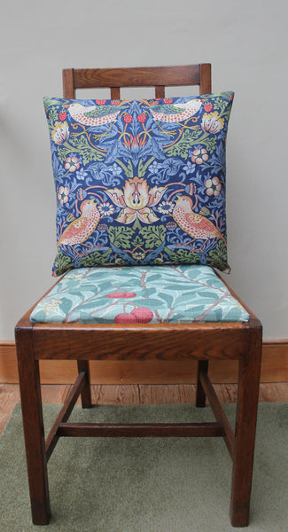 William Morris Strawberry Thief Indigo Cushion Cover: Morris & Co fabric