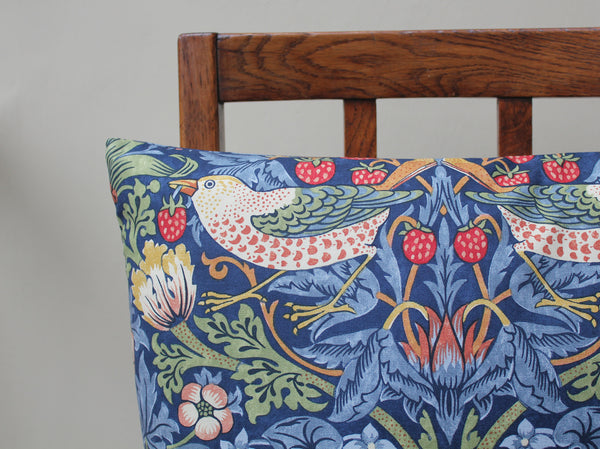 William Morris Strawberry Thief Indigo Cushion Cover: Morris & Co fabric