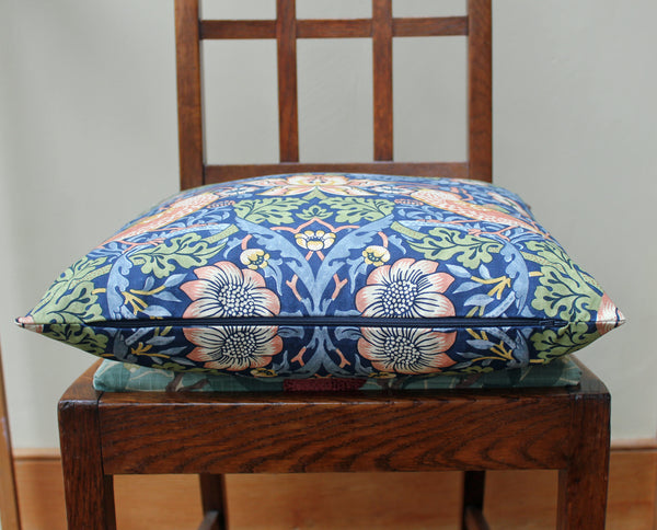 William Morris Strawberry Thief Indigo Cushion Cover: Morris & Co fabric