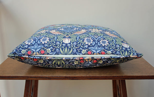 William Morris Strawberry Thief Indigo Piped Edge Cushion Cover