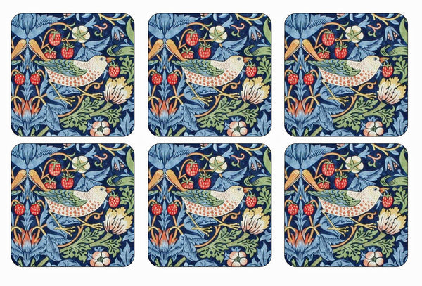 Morris & Co for Pimpernel Strawberry Thief Blue Coasters - Set of 6