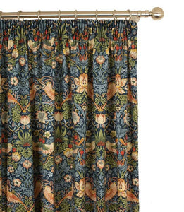 William Morris Strawberry Thief Indigo Lined Curtains in 2 lengths - Morris & Co. fabric
