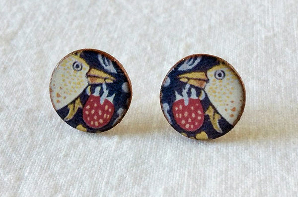 Stockwell Ceramics Strawberry Thief Stud Earrings