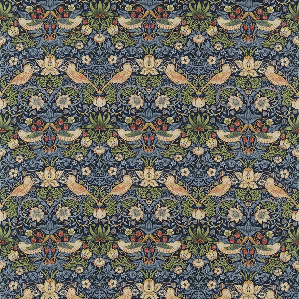 William Morris Strawberry Thief Indigo Lined Curtains in 2 lengths - Morris & Co. fabric