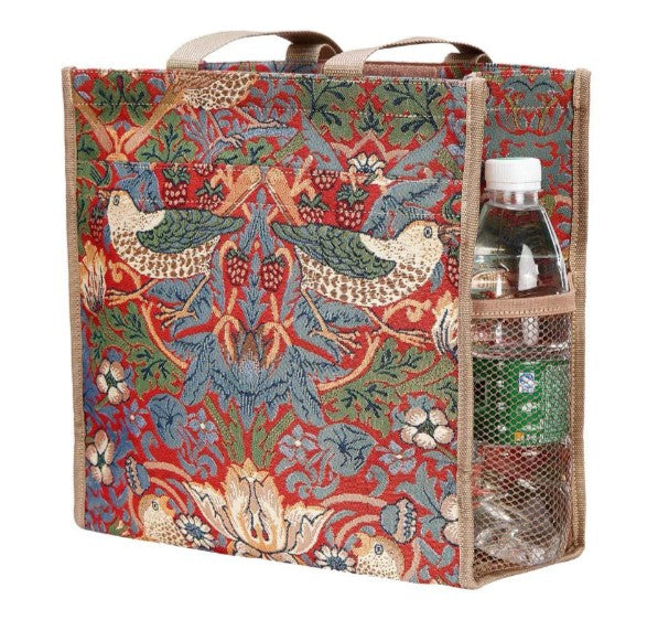 Signare Tapestry Strawberry Thief Red Shopper Bag