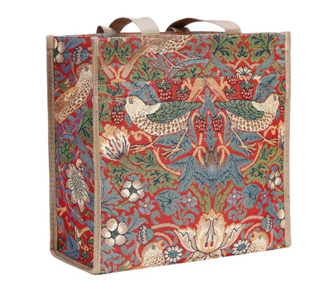 Signare Tapestry Strawberry Thief Red Shopper Bag