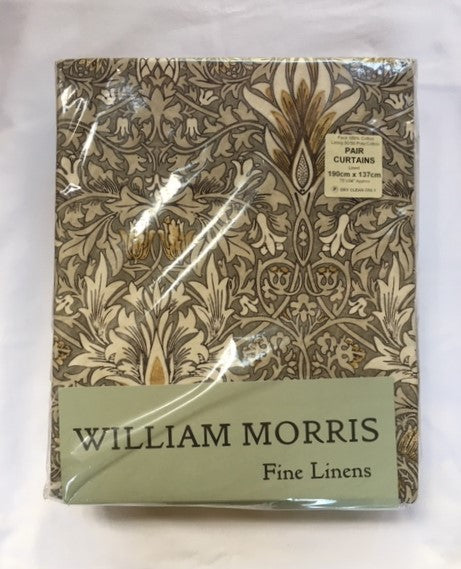 Pair of Snakeshead Pewter & Gold Lined Curtains in 3 lengths - Morris & Co. fabric