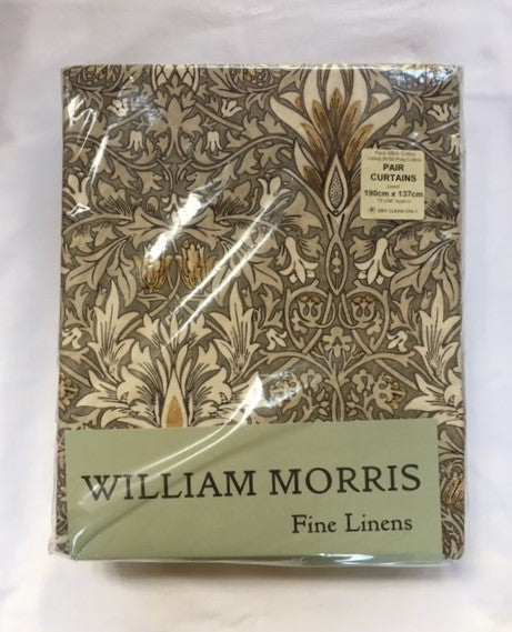 Pair of William Morris Snakeshead Pewter & Gold Lined Curtains in 3 lengths