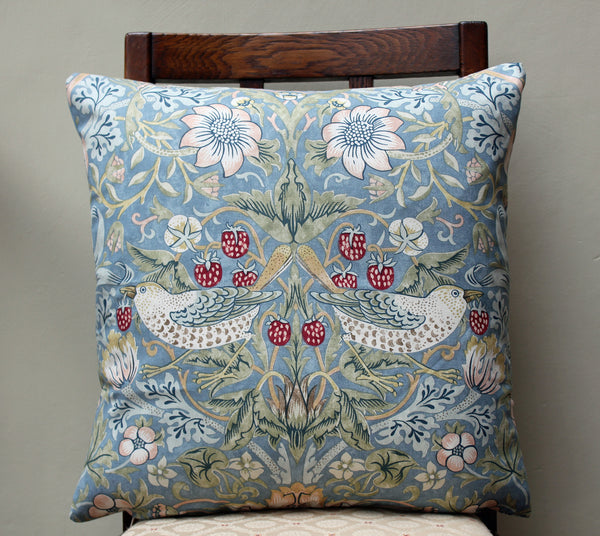 William Morris Strawberry Thief Slate Cushion Cover: Morris & Co fabric