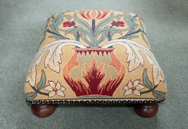 William Morris Flowerpot Tapestry Footstool