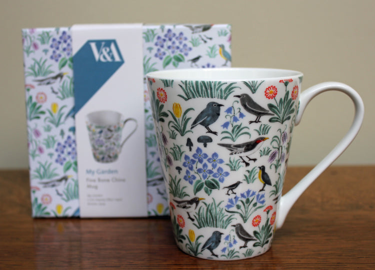 <p>This fine bone china mug features the My Garden design by C.F.A Voysey (1857-1941) with a charming pattern of birds, flowers and foliage,1929. Comes in a matching presentation box.</p>