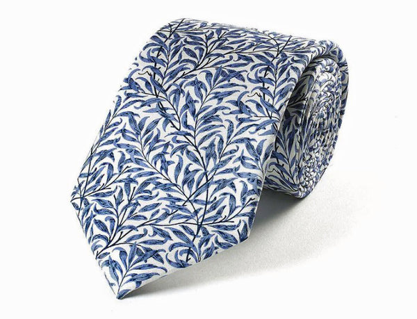 Fox & Chave William Morris Willow Bough Blue Silk Tie