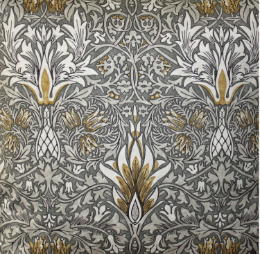 William Morris Snakeshead Pewter & Gold Lined Curtains in 3