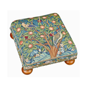 William Morris Woodpecker Tapestry Footstool