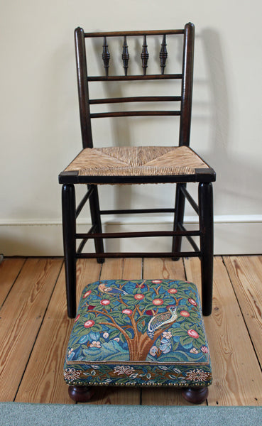 William Morris Woodpecker Tapestry Footstool