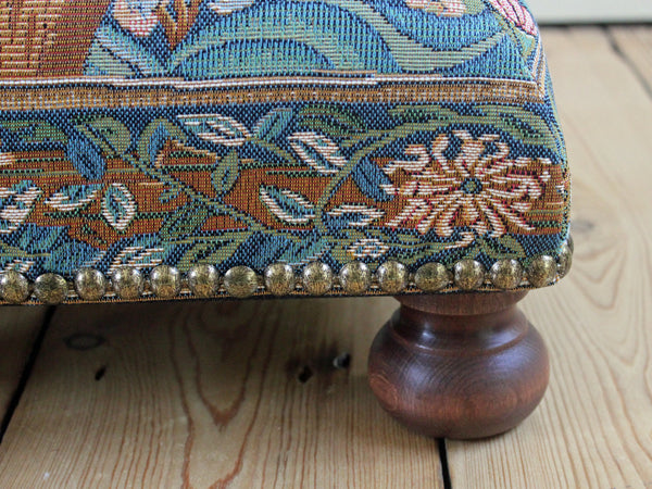 William Morris Woodpecker Tapestry Footstool