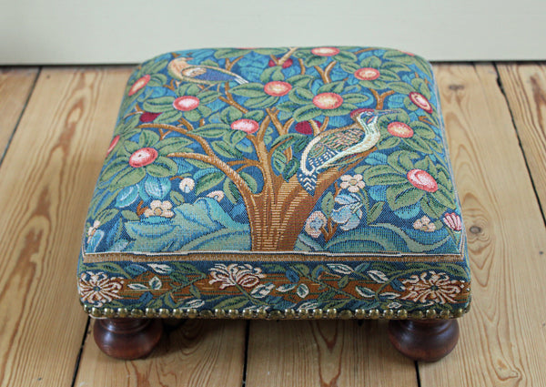 William Morris Woodpecker Tapestry Footstool